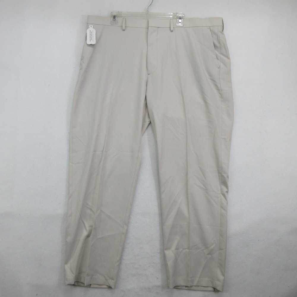 Haggar Men Suit Pants 42x30 Smart Wash Classic Fit Houndstooth Beige New